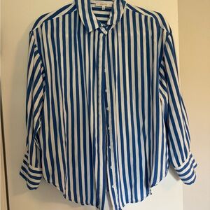 Blue and White Striped womens Shirt